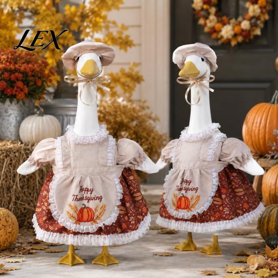 Festive Goose Clothes for Harvest Celebrations Thanksgiving Porch Outfits 23" Statue, Fall Maple Leaf Reusable Outfit 23 Inch Statues Pumpkin Clothes,