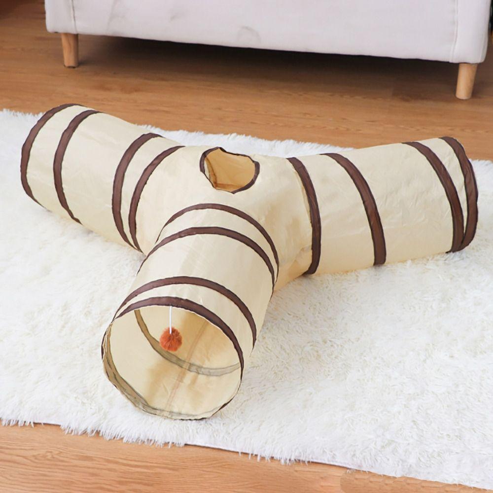 Polyester+Steel Wire Cat Tunnel Tube Foldable Cat Maze Tunnel Portable Pet Fun Play Toy Rabbit