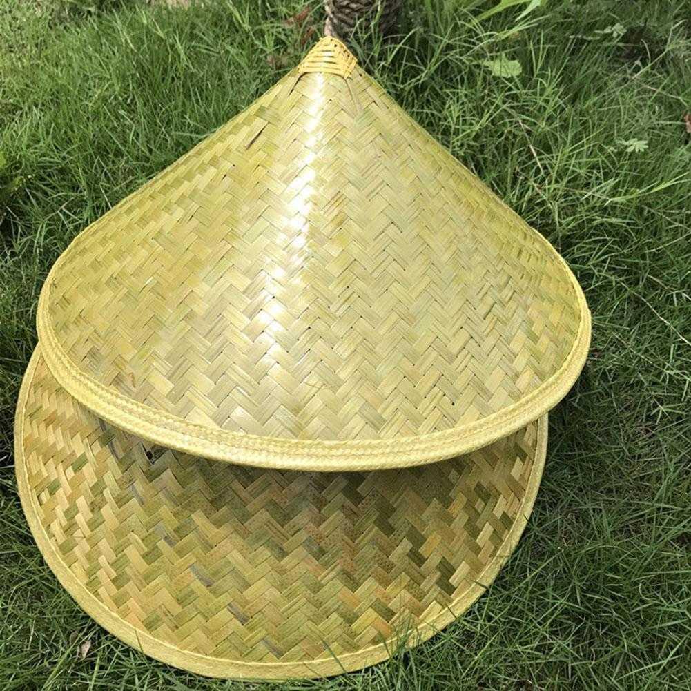 Chinese Retro Bamboo Rattan Fisherman Hat Handmade Weave Straw Bucket Hat Tourism Rain Dance Props Cone Fishing Sunshade Hat