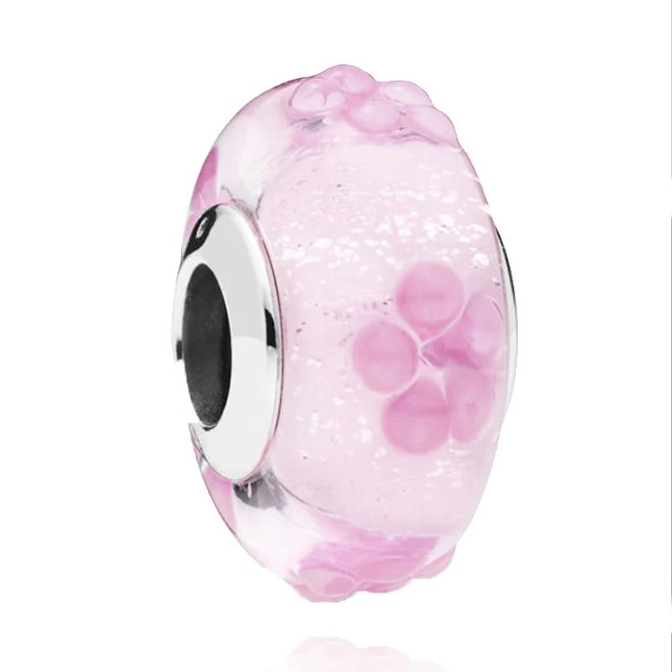 Новые оригинальные медные бусины-шармы из муранского стекла в виде цветка и листа, космическая радуга, для браслета, сделай сам, женские ювелирные изделия, подарок