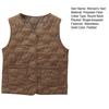 Women's Thermal Vest Sleeveless Single-breasted Closure Jacket Solid Color Round Neck Imitation Silk Cotton Padded Waistcoat for Autumn Winter
