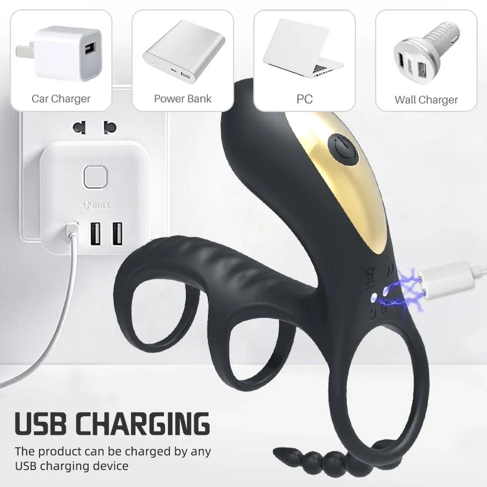 3 в 1 вибратор для клитора, кольцо для пениса с задержкой эякуляции, стимулятор клитора, кольцо на член, Анальная пробка, анальная пробка, эротические секс-игрушки для пары