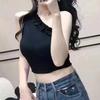 New Spring and Summer Ruffled Side Shoulder Sleeveless Suspender Vest for Women Wearing Pure Hot Girl Sexy Strap Chest Vest Top