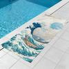 Beige Cartoon W-wave-e art Towel Large Quick-Drying Microfiber soft Beach Towel for Travel Fitness Sauna Bathing Camping
