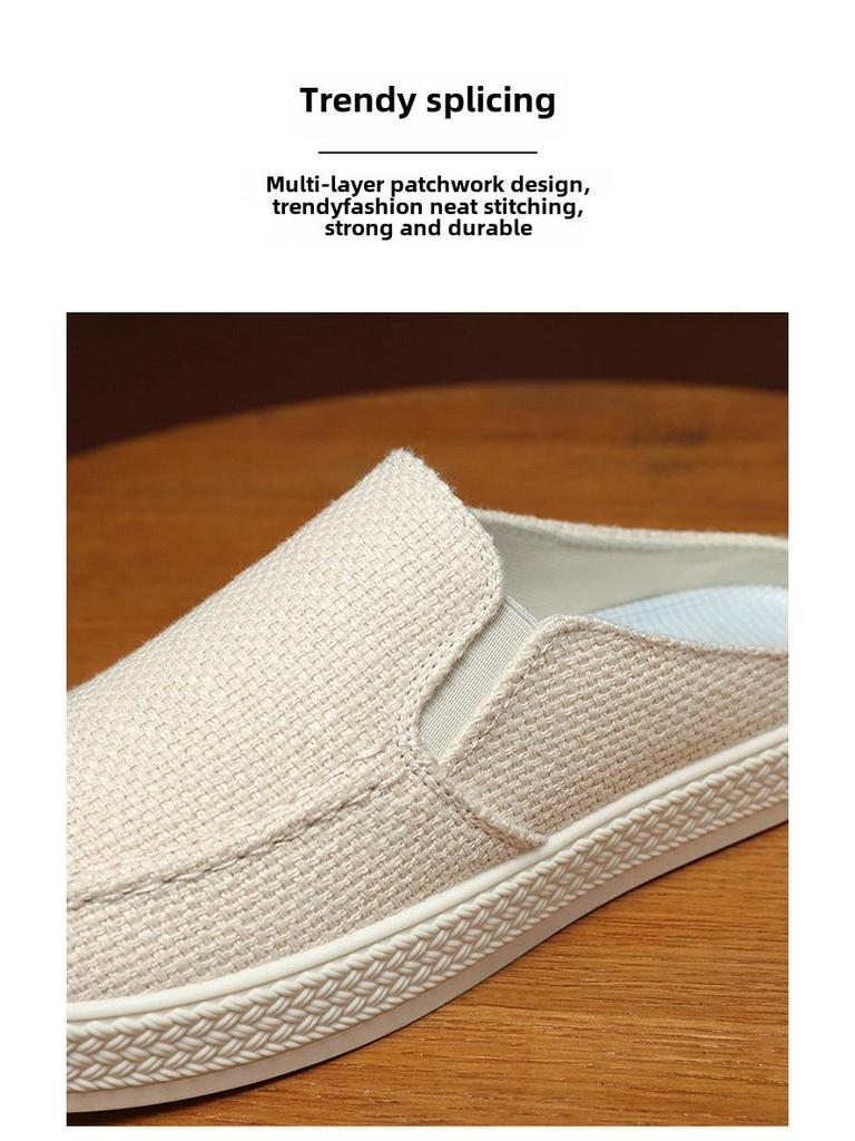 Мужские повседневные летние туфли из парусины без застежек