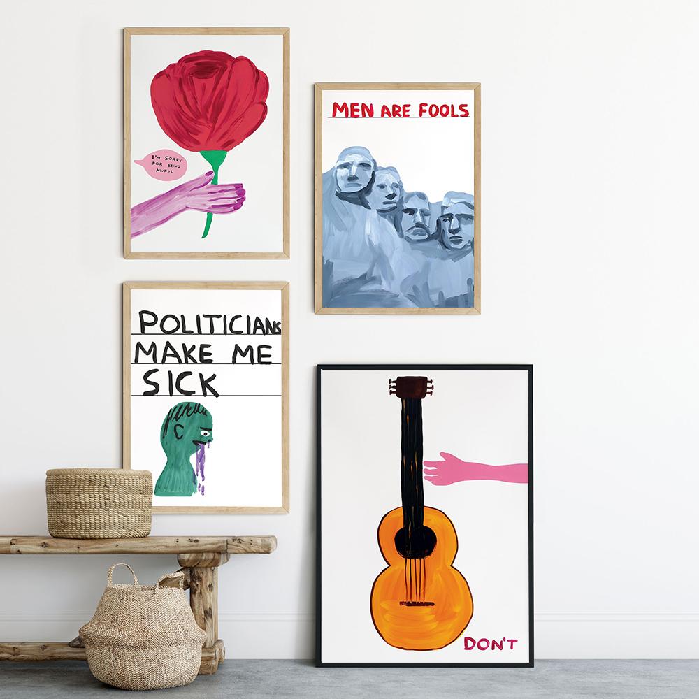 Дэвид Шригли Роза Гитара Арт Плакат Современный Принт Кухня Забавная Цитата Холст Картины Абстрактные Картины Домашний Настенный Декор