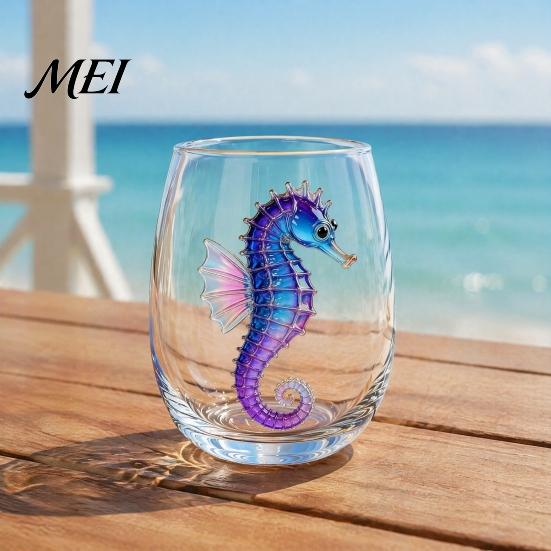 Ocean Style Bar Accessory Octopus Stemless Wine Glass, 3D Marine Animal Printed Themed Glassware Borosilicate Glassware, for Cocktails And Home Unique
