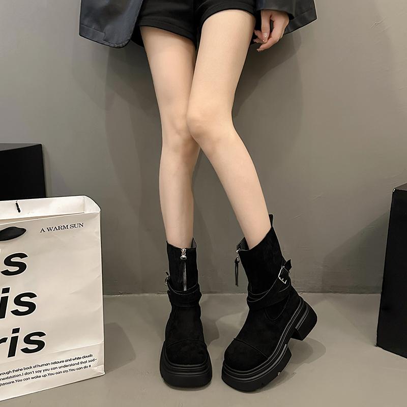 Модные женские ботильоны, износостойкие, нескользящие, 2024, новые осенне-зимние ботинки для женщин на открытом воздухе, модные однотонные женские ботинки
