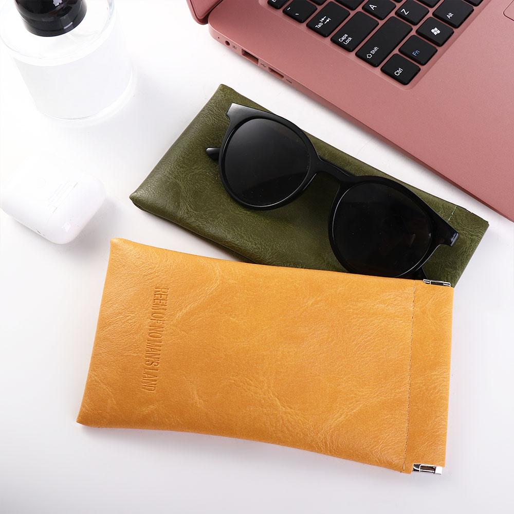 Protective Case Simple Small Coin Purse Cosmetic Bag PU Leather Glasses Case Sunglasses Storage Bag