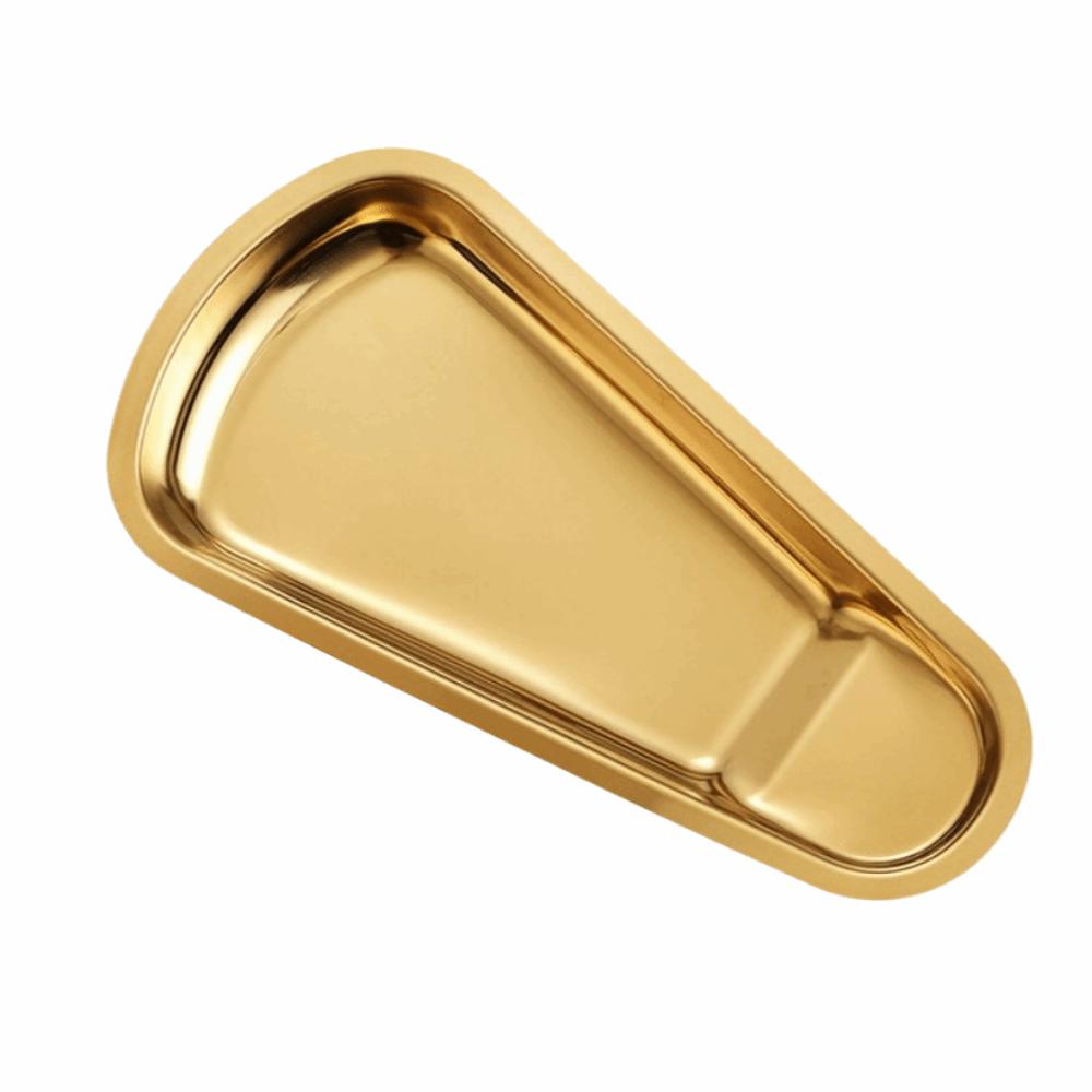 Irregular Outline Condiment Serving Tray Mirror Polished Metal Storage Tray Kitchen Use