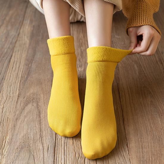 5 Pairs Winter Snow Socks Unisex Thick Plush Mid-tube Thermal Elastic Anti-slip Solid Color Slim Socks for Skiing Skating Camping