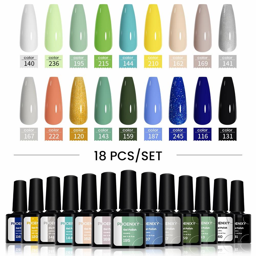PHOENIXY 6/10/12/13/18/20 шт., набор цветных гель-лаков для ногтей, набор гелей для замачивания с чистым цветом для дизайна ногтей, стартовый набор для начинающих, сделай сам дома