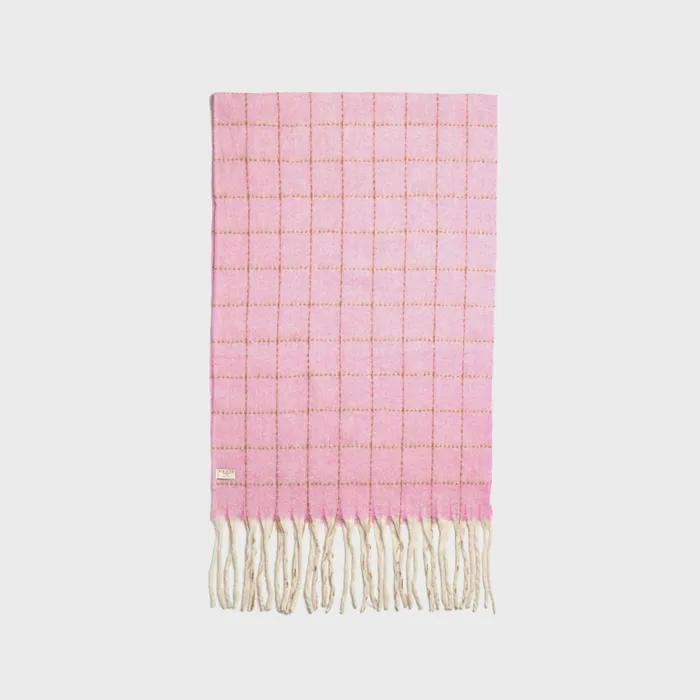 Windowpane Check Scarf - Pale Pink