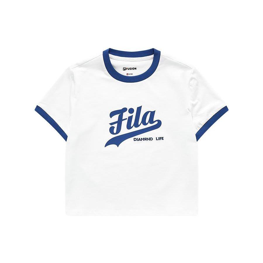 Fila Fusion Женская футболка с принтом в виде букв, с круглым вырезом, обычного кроя, Белая T11W322105FWT