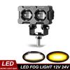 1/2PCS Motorcycle Headlights Dual Color 2 Lens Spotlight Super Bright High Low Beam Scooter Motorbike Driving Light Fog Lamp