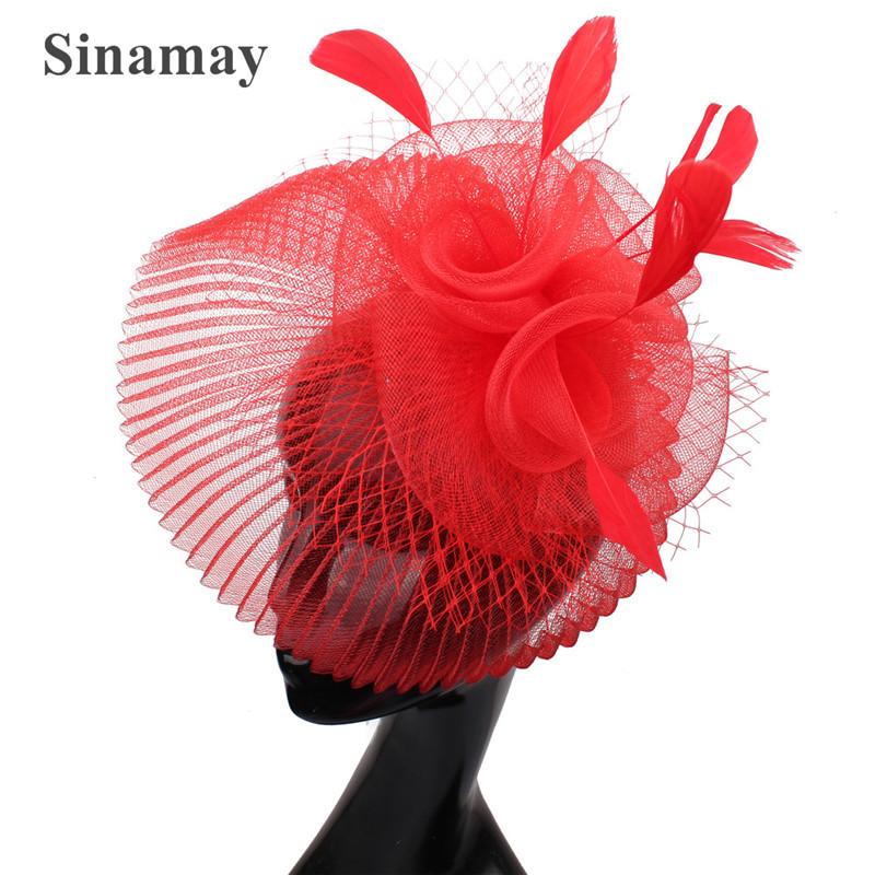European And American Black Top Hat Popular Hemp Yarn Banquet Mesh Top Hat Bride Feather Hairpin