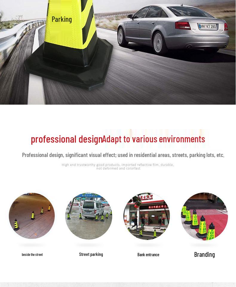 Парковочный столбик в виде ведра мороженого: Светоотражающий предупреждающий конус «Стоянка запрещена»