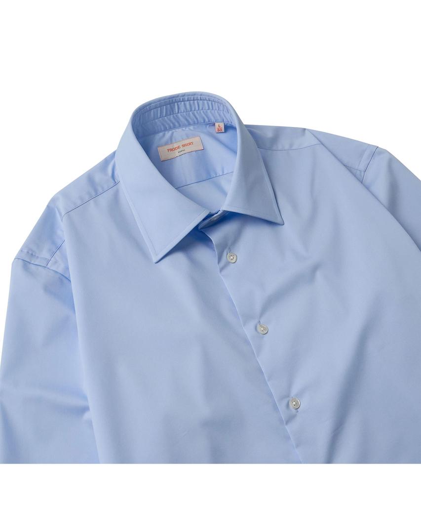 PRODESHIRT [Приталенная и не требующая глажки] Бамбуковая рубашка с воротником-стойкой (синий)