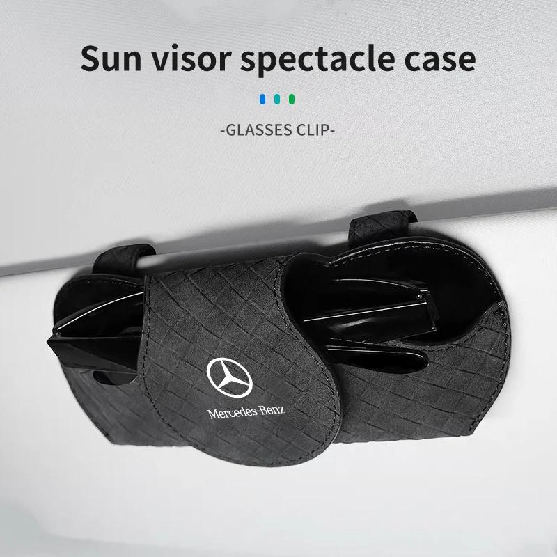 XDFMN1 Hot 2026 New For Benz Car Glasses Storage Sun Visor Sunglasses Card Clip Holder Box For Mercedes Benz W202 W212 W126 W140 W168 W QQ51