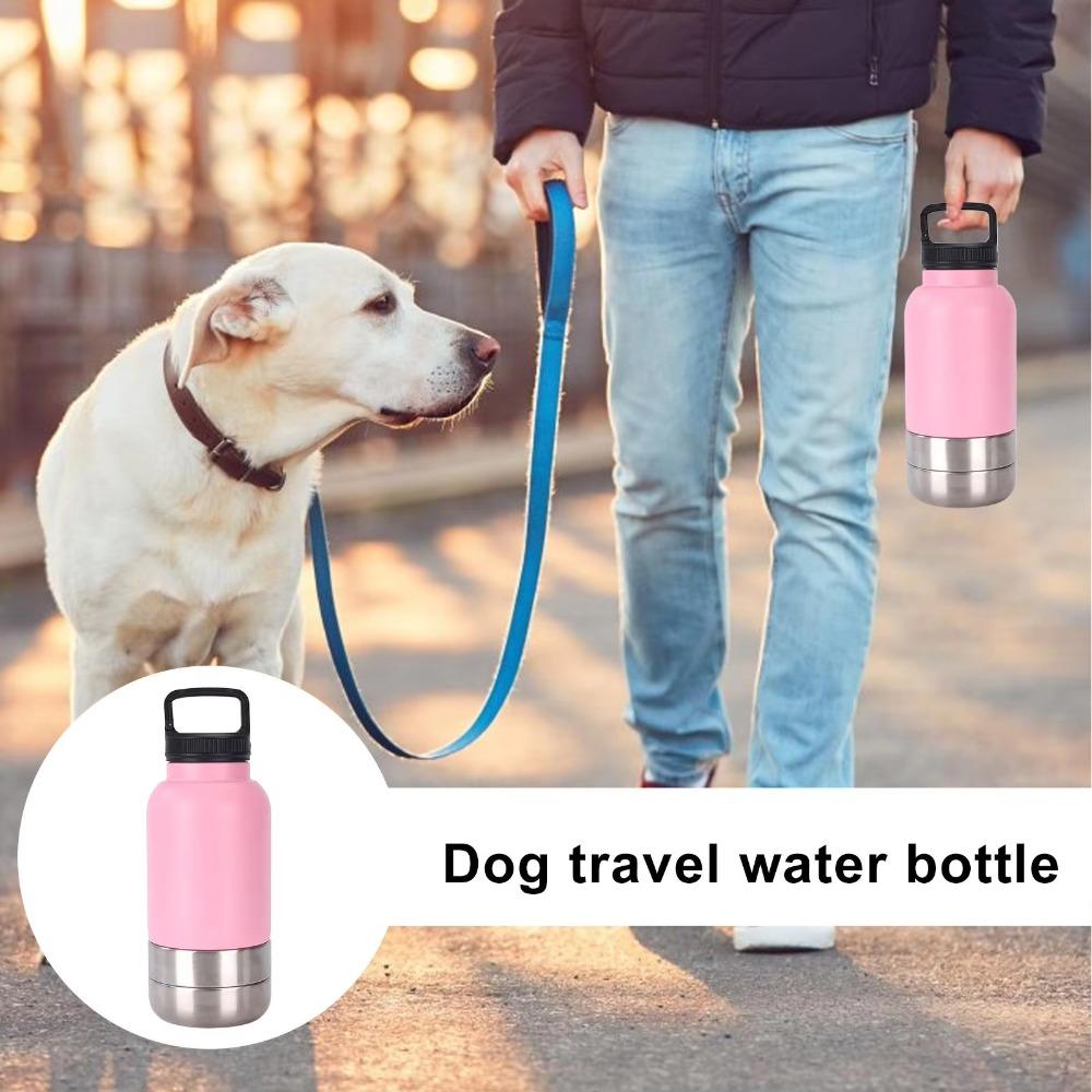 3 in 1 Stainless Steel Pet Water Bottle 32Oz Multi-layered Dog Drinking Bottle Large Capacity Detachable Pet Food Bottle