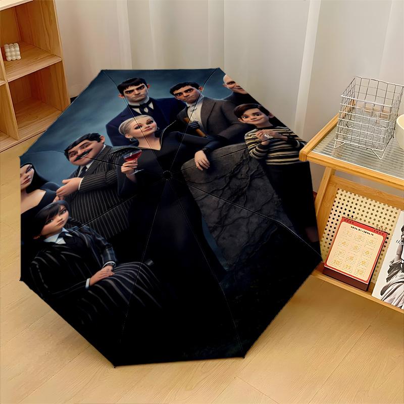 The Addams Family Windproof Auto 8 Rib Folding Umbrella Portable Outdoor Parasol