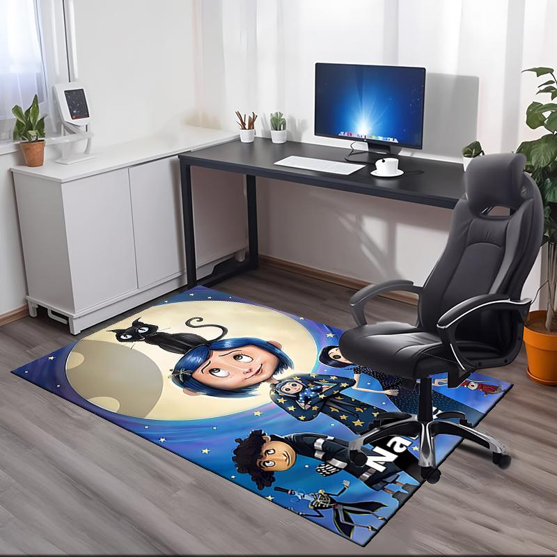 Custom Name Coraline Printed Carpet, for Office Chair Living Room Bedroom Kitchen Room Decor Gifts.