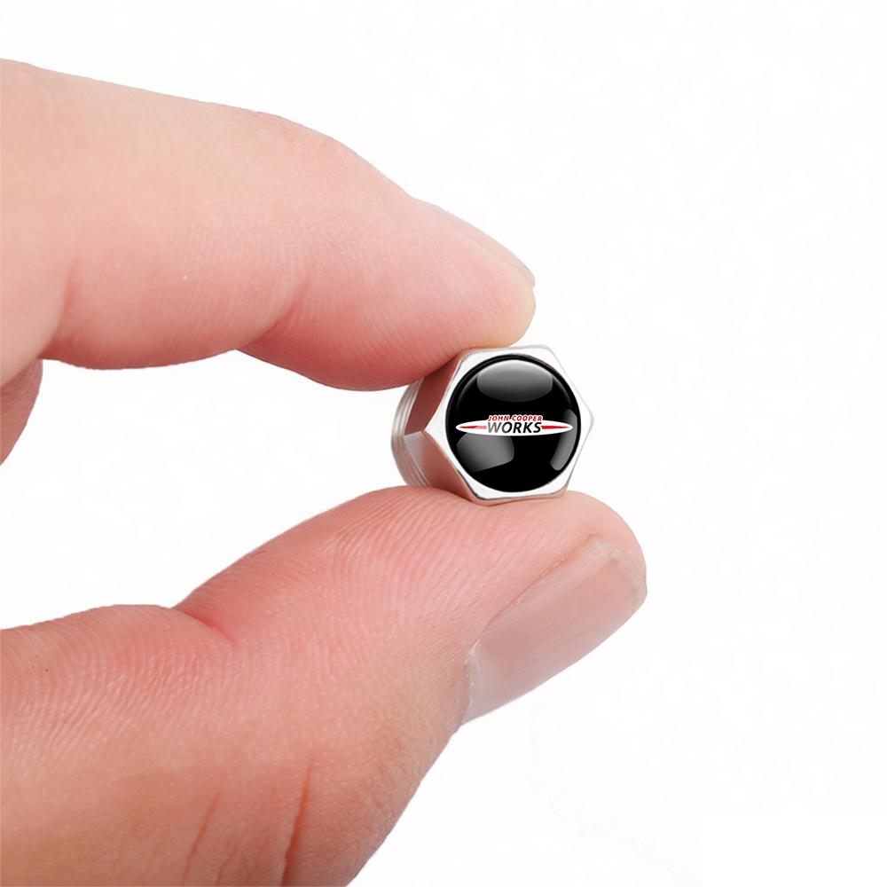 4pcs Car Metal Badge Wheel Tire Valve Caps Stem Cover For Mini Cooper S JCW Works F54 F55 F56 F57 F60 R50 R52 R53 R55 R56 R57 q4