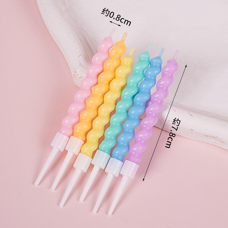 Разноцветные спиральные свечи-макаруны - Украшения для торта на день рождения