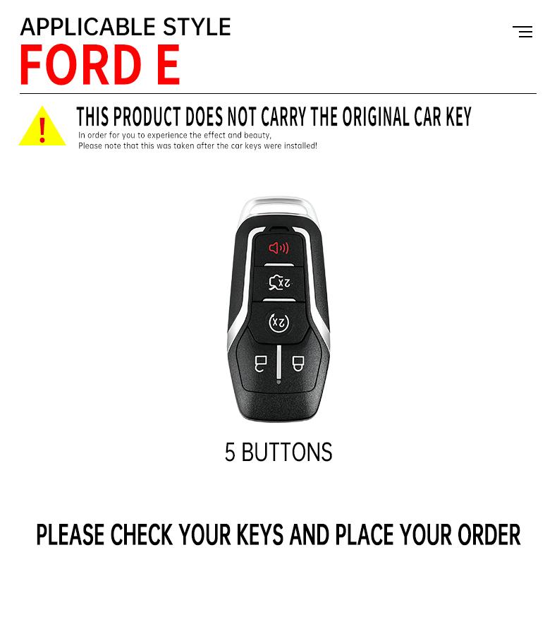 Interior Mouldings Zinc Alloy Car Key Case Cover Shell For Ford Fusion Mondeo Mustang F-150 Explorer Edge 2015 2016 2017 2018 Pr