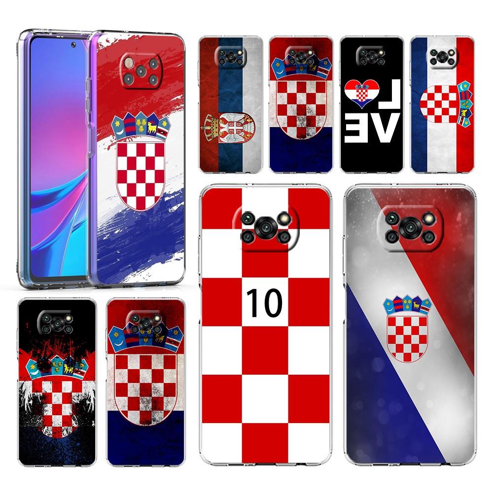 Чехол для телефона с футбольным флагом Хорватии для Xiaomi Poco X3 NFC F3 M3 X4 X5 Pro 5G Mi 11 12 Lite Ultra 11T 11X 12T Pro 11i, прозрачный чехол