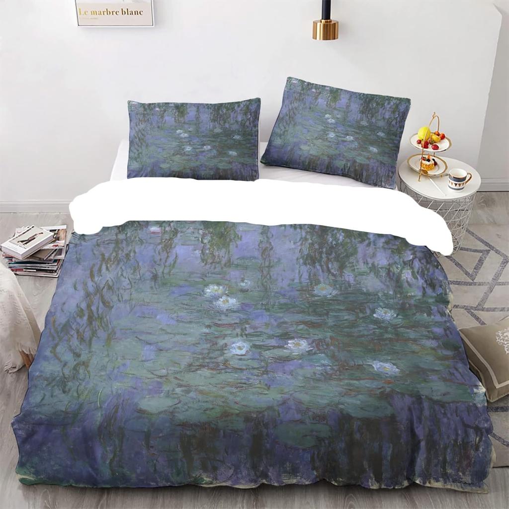 Пододеяльник размера «Квин» Ван Гог «Цветущий абрикос» Комплект постельного белья с 2 наволочками Узорчатый пододеяльник Мягкая легкая микрофибра