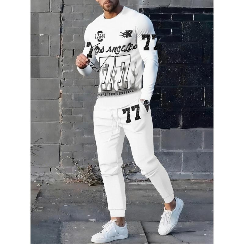 2026 Autumn New Men's Long-Sleeved Pants Set for Street Casual Fashion Soft and Comfortable with 3D Digital Pattern Printing