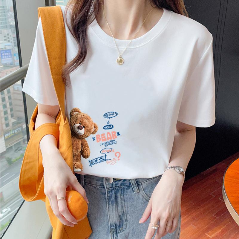 VEZFAA Женские модные повседневные летние весенние блузки и рубашки с круглым вырезом с короткими рукавами