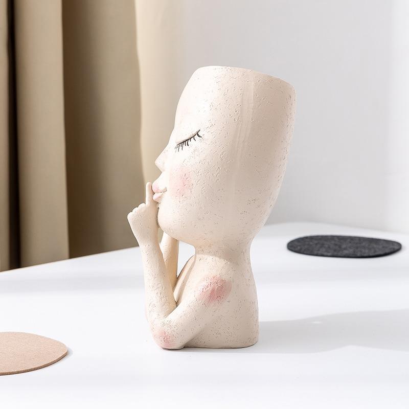 Суккулентный креативный кукольный цветочный горшок, зеленое растение персонализированное украшение, цветочный горшок из смолы