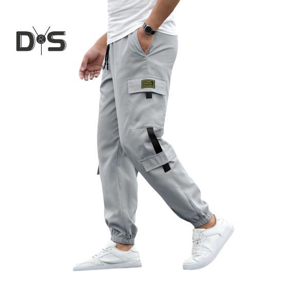 Мужские брюки-карго с несколькими карманами, в уличном стиле, с резинкой на щиколотке, в стиле ретро, с эластичной резинкой на талии для повседневной носки на открытом воздухе и на работе