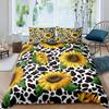 Farm cartoon cow duvet cover three-piece sunflower quilt cover cute cow bedding set