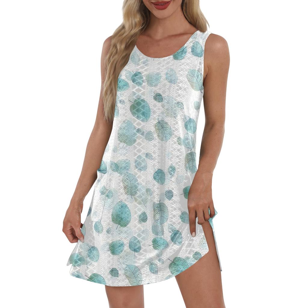 Женский повседневный сарафан с карманами, летнее пляжное платье в стиле бохо, футболки, платье с V-образным вырезом, свободные платья-майки