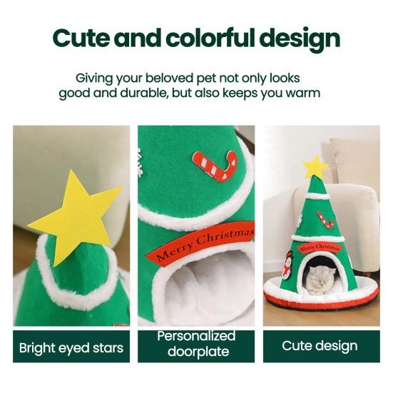 Christmas Hat Pet House Autumn Winter Warm Indoor Dog Cat Bed Cave Plush Kitten Puppy Sleeping Nest Tent Pet Supplies