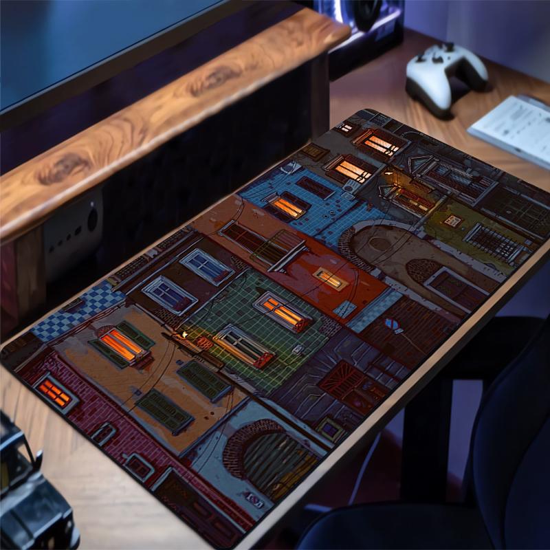 Mouse Pad Gaming Accessories Keyboard Pad Laptop Cartoon City Gamer Desk Mat Office Pc Anime Scenery Mousepad Kawaii Rug Carpet