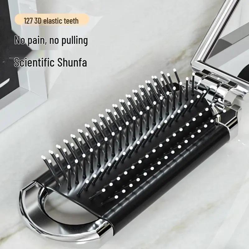 Portable Folding Comb and Mirror Set for Women - Compact Travel Size for Smooth Hair