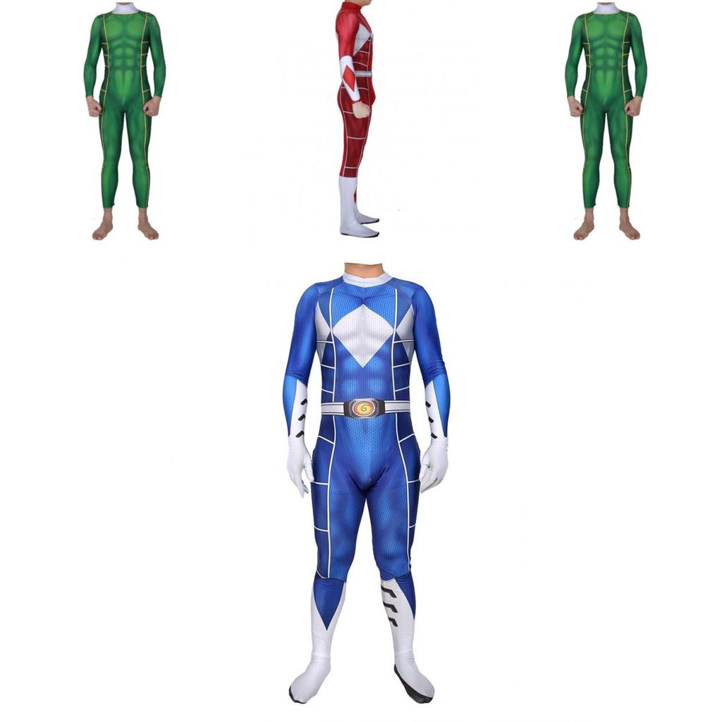 Vibrant Power Rangers Bodysuit Spandex Cosplay Costume For Unisex Kids And Adults