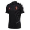 Juventus V-Neck Striped Logo Casual Short Sleeve T-Shirt Men Tops Black DX9127
