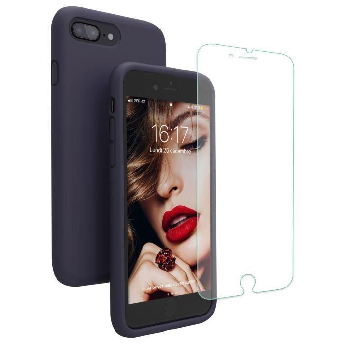 Coque - JASBON - iPhone 7 Plus - 8 Plus - Silicone Liquide - Anti-Rayure - Protecteur d’écran inclus