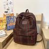 Женский рюкзак в стиле ретро, ​​шерстяной клетчатый школьный рюкзак, школьный рюкзак для девочек