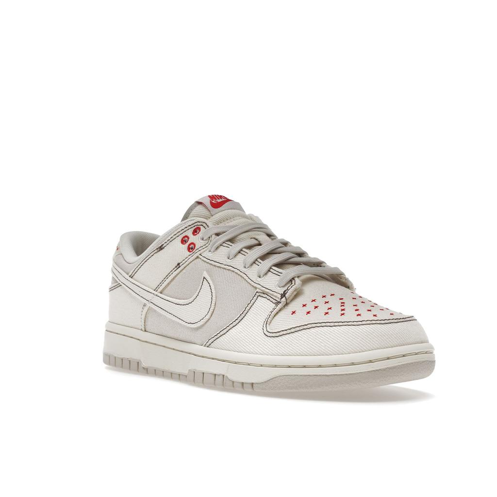 Nike Dunk Low SE Sashiko - Light Orewood Brown Unisex Sneakers Cream University-Red Pale-Ivory DV0834-100