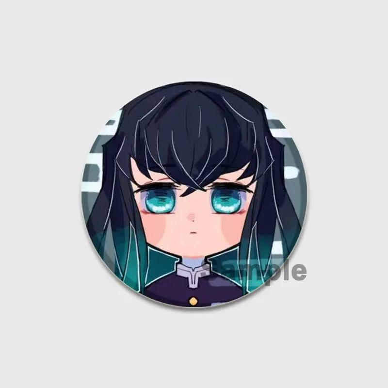 32/44/58mm Round Anime Brooches Kamado Tanjirou Tsuyuri Kanao Hashibira Inosuke Rengoku Kyoujurou Agatsuma Zenitsu Akaza Badge Lapel Pins