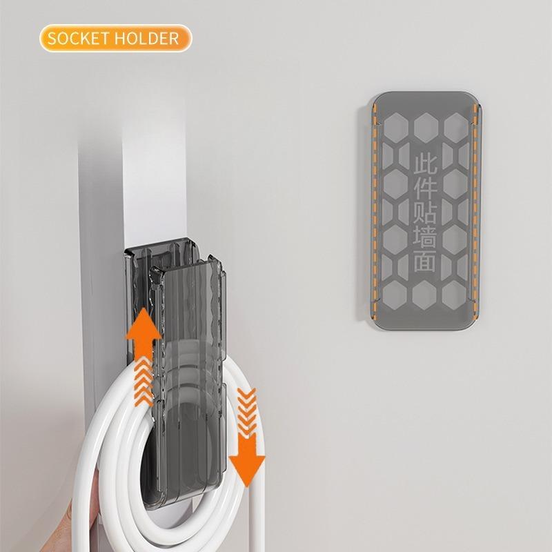 Self Adhesive Plug Holder, Wall Mounted No Drilling Socket Fixing Sticker, Home Seamless Sticker, Nail Free Creative Plug Holder