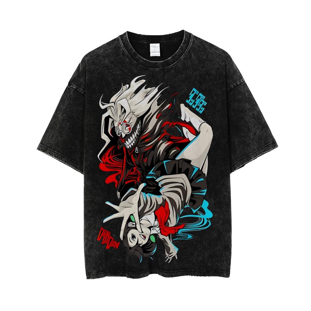 Dandadan Графическая Мужская Уличная Стирка Оверсайз Y2k Хип-Хоп Харадзюку Хлопковая Футболка Короткий Рукав Одежда Повседневная Свободная Высокое Качество Женская Мужская Футболка