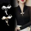 Imitation Pearl Bow Brooch Pin Practical Accessory for Scarves Sweaters Blazers Pins That Can Prevent Exposure Fashionable Elegant Practical Accessory