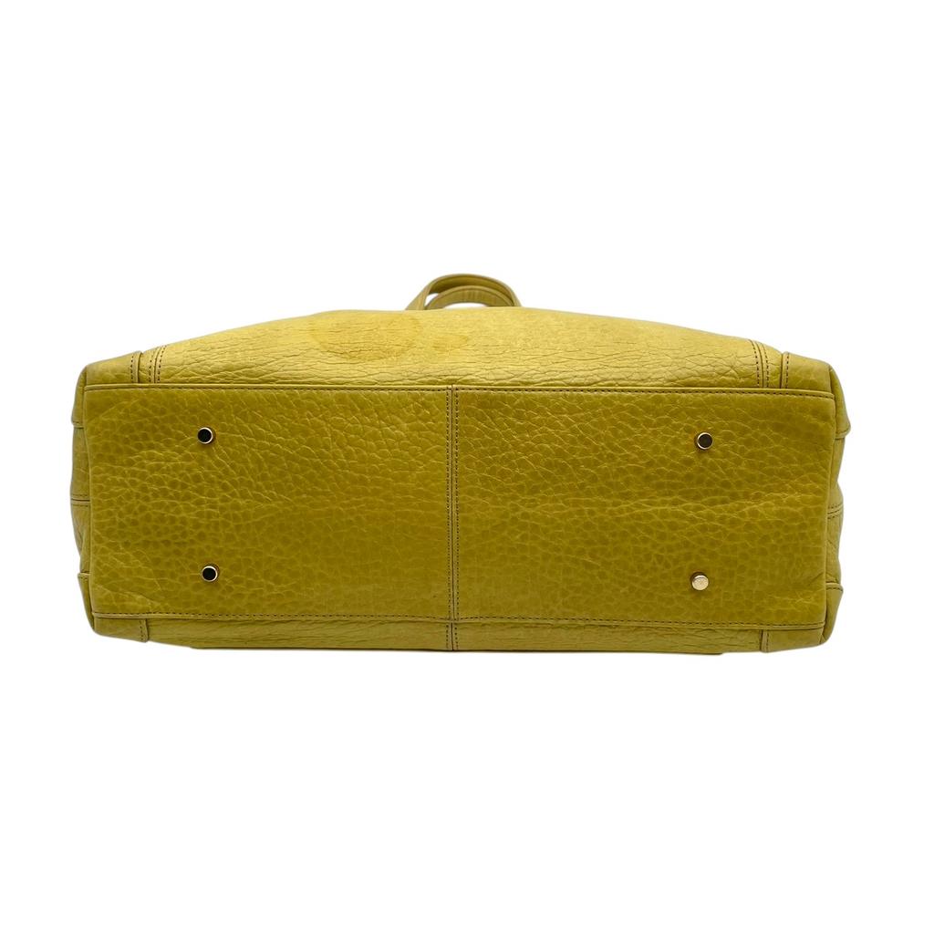 Used aniary Tote Bag Leather Tote BagTote Bag lime green Cowhide unisex
